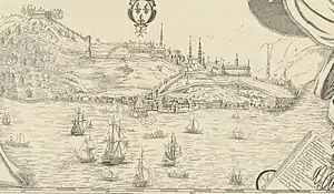 Vue de Québec en 1699 avec légende sur les quartiers