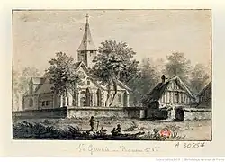 L'église en 1766 avant sa destruction.