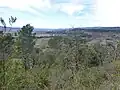 Vue de Cadenet depuis l'Oppidum du Castellar. Au fond : les Alpilles et le petit Luberon.