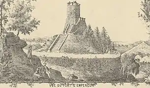 Vue du Fort l'Empereur figurant sur la Nouvelle carte topographique de la forêt de Fontainebleau par Denecourt.