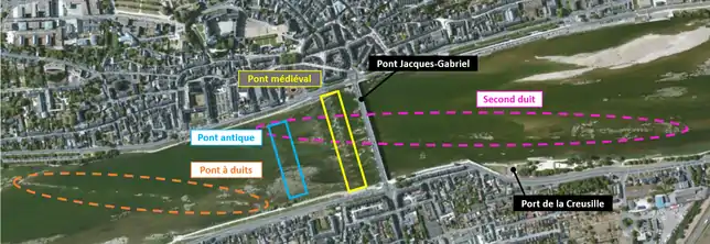 Vue satellite des anciens ponts de Blois