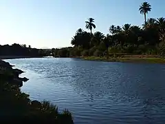 Vue sur l'oued Dadès à Imassine, province de Ouarzazate.