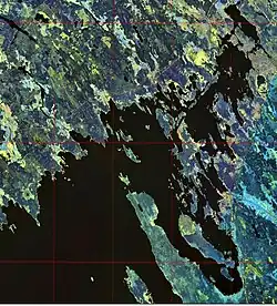 Vue satellitaire de la baie de Vyborg.