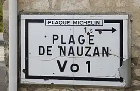 Plaque Michelin, à Vaux-sur-Mer en Charente-Maritime.