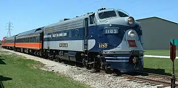Le F7A n°1189 restauré, machine de Phase II construite en 1953 pour le  Wabash Railroad. Conservée au Monticello Railway Museum dans l'Illinois.
