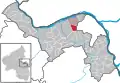 Localisation de Wackernheim dans la Verbandsgemeide et dans l'arrondissement