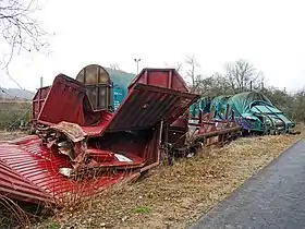 Wagons détruits lors de l'accident.