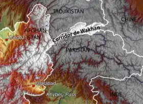 La frontière entre l'Afghanistan et la Chine au fond du corridor du Wakhan