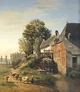 Moulin sur la rivière Yssche, 1878, peinture de Gustave Walckiers (1831-1891)