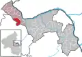 Localisation de Waldalgesheim dans la Verbandsgemeide et dans l'arrondissement