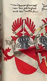 Représentation dans l'armorial de Conrad Grünenberg (de) (1483)