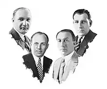 Quatre portraits (noir et blanc) d'hommes blancs en costume.