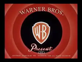 Logo de la Warner Bros sur fond rouge.