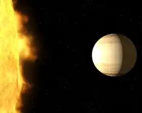 L'exoplanète WASP-39 b contient des quantités importantes d'eau dans son atmosphère (vue d'artiste).