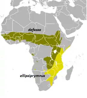 Description de l'image Waterbuck distribution map.png.