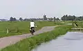 Cycliste au bord d'un canal du Waterland.
