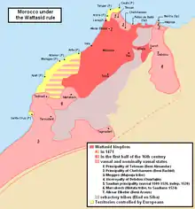 Carte montrant la situation géopolitique du Maroc du début du seizième siècle
