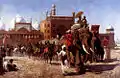 Shâh Jahân et l'armée moghole de retour après une célébration à la mosquée Jama Masjid de Delhi.