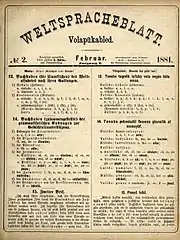 Reproduction d'un journal en allemand et volapük