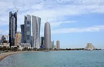 Vue de la corniche de Doha où se déroulent les épreuves de marche et de marathon.