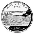 La pièce commémorative de Virginie-Occidentale, du programme 50 State Quarters, éditée en 2005, représente le pont.