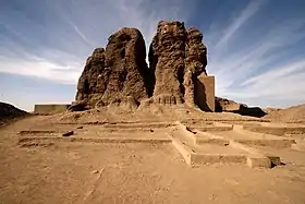 Le grand temple en brique crue, connu sous le nom de Deffufa occidentale, dans l'ancienne ville de Kerma.