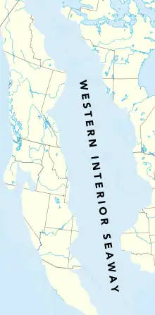 Carte géographique de l'Amérique du Nord au cours du Crétacé supérieur
