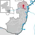 Localisation de Westheim dans la Verbandsgemeide et dans l'arrondissement