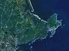 Vue satellitaire du cap Ann.