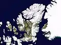 L'île d'Ellesmere vue par satellite.