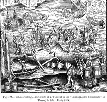 Chasse à la baleine - Cosmographie Universelle de Thevet, Paris, 1574