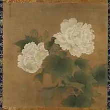 Modelé à lumière non dirigée. Fleurs d'hibiscus blanches, Li Di, 1197, Song du Sud, encre et couleurs sur soie, 25,2 × 25,5 cm. Tokyo, National Museum
