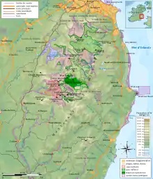 Cartographie couleur des zones protégées dans les montagnes de Wicklow