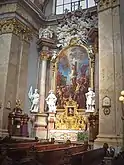 Chapelle latérale avec tableau représentant le martyre de saint Sébastien