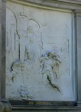 Relief Die Ahnfrau de Rudolf Weyr sur le monument à Grillparzer, au Volksgarten (Vienne)