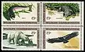 Quatre timbre de l'United States Postal Service créés en 1971 sur les enjeux de la conservation de la nature. Timbres de 4c, réalisés par Stanley W. Galli.