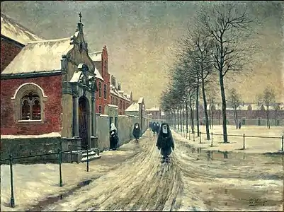 Ferdinand Willaert, Entrée du béguinage à Gand (l'hiver), 1896, Paris, Musée d'Orsay.