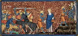Illustration en couleur du XIVe siècle