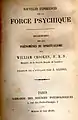 Page de garde de l'ouvrage d'études scientifiques de W. Crookes (vers 1870)