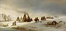 Indiens dans la neige, vers 1880