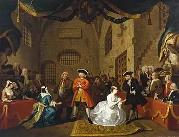 William Hogarth, Scène de l'opéra de John Gay : Le Mendiant, 1728.