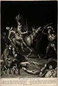 Guillaume d'Orange attaque Louis XIV et James II, manière noire.