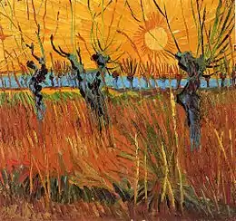 Saules au soleil couchant de Vincent van Gogh (1888).
