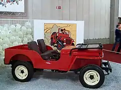 La Jeep Willys rouge des Dupondt.