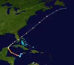 Parcours de l'ouragan Wilma.