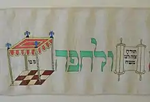 Houppa et rouleau de Torah sur une mappa de 1886