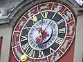 Hôtel de ville de Bad Windsheim : la phase de la Lune est affichée sur l'aiguille lunaire à l'aide d'un cache.