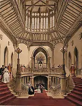 Grand escalier au château de Windsor, créé par Wyatville (1824-1840) reconstruit plus tard par Anthony Salvin