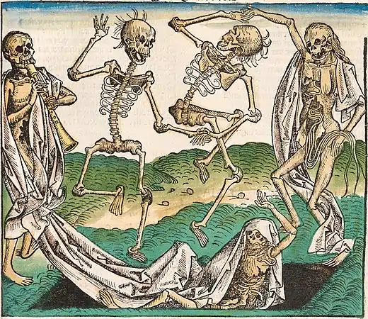 Danse macabre, dans La Chronique de Nuremberg (1493).