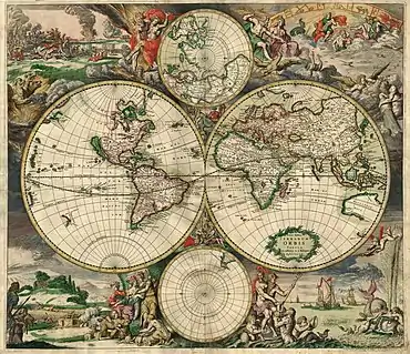 Carte du monde de Gerard van Schagen datant de 1689.